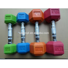 color rubber hex dumbbells in kg or lb